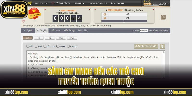 Sảnh GW mang đến các trò chơi truyền thống quen thuộc